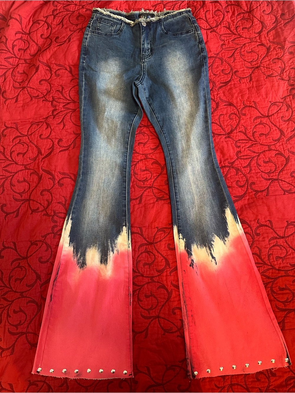 Women’s Ombre Flare Jeans in Blue and Coral